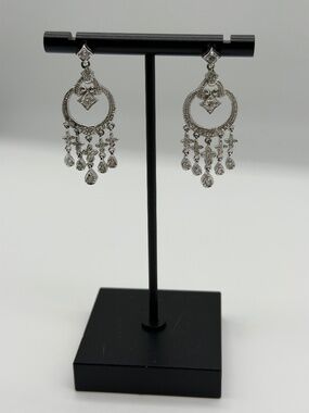 Chandelier crystal earrings set in Sterling Silver for Pierced Ears